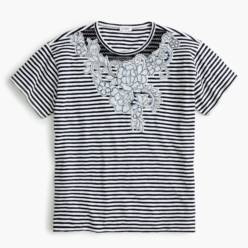 J Crew Striped Slub Knit Dressy Tee EUC
